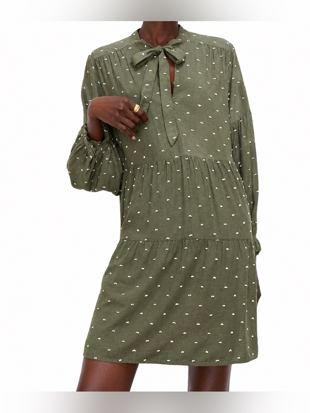 Zara olive green tunic mini dress, medium